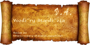 Vozáry Atanázia névjegykártya